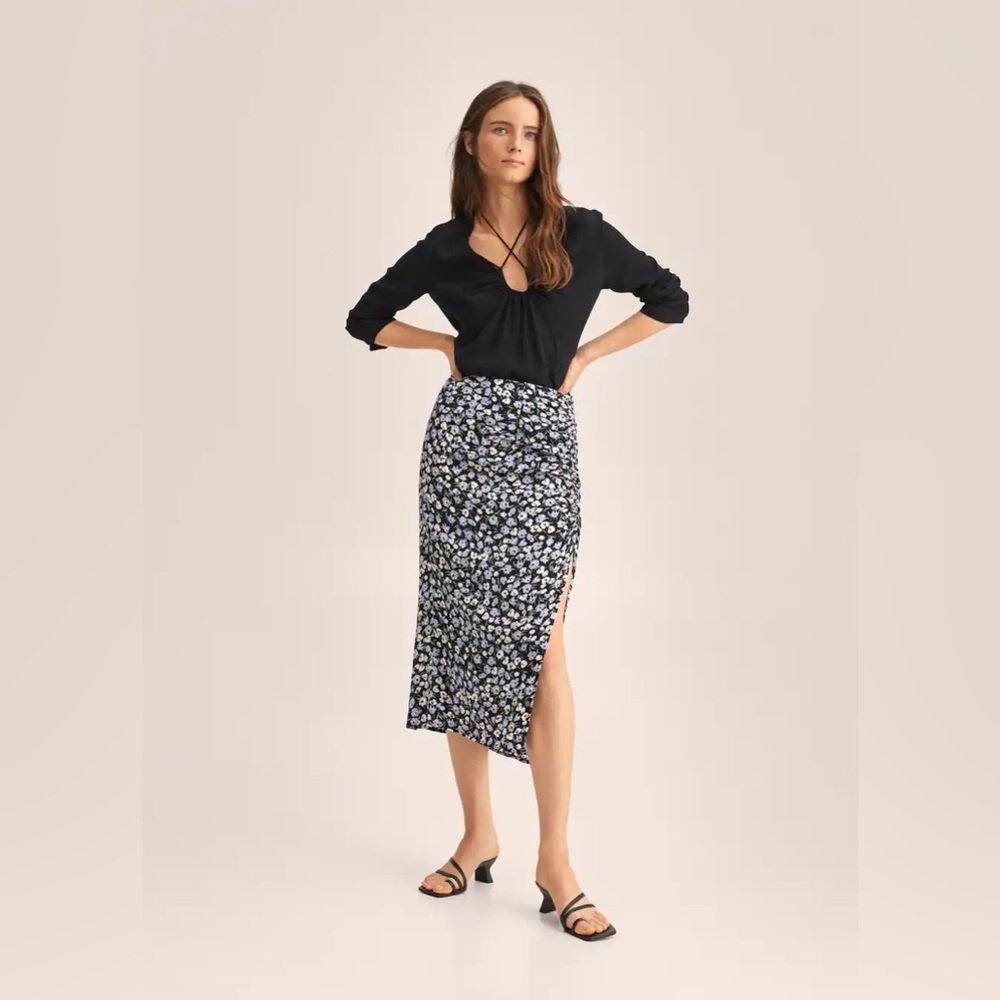 NWT MANGO Floral Print Skirt Size M